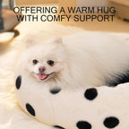 MEWOOFUN Artsy Plush 23” Round Polkadot Washable Pet Bed for Small Dogs & Cats Pets Possessions