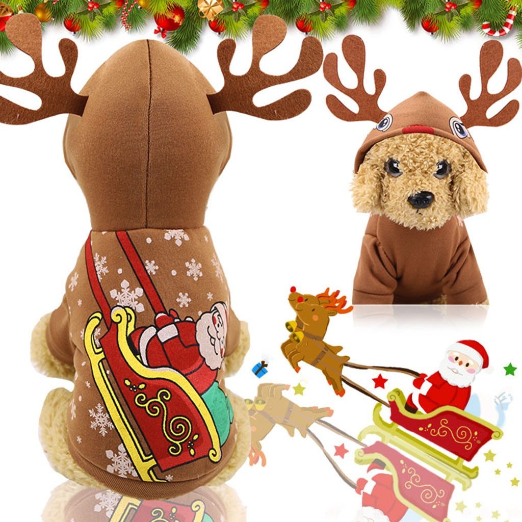 Reindeer Christmas Hoodie for Cats & Dogs Pets Possessions