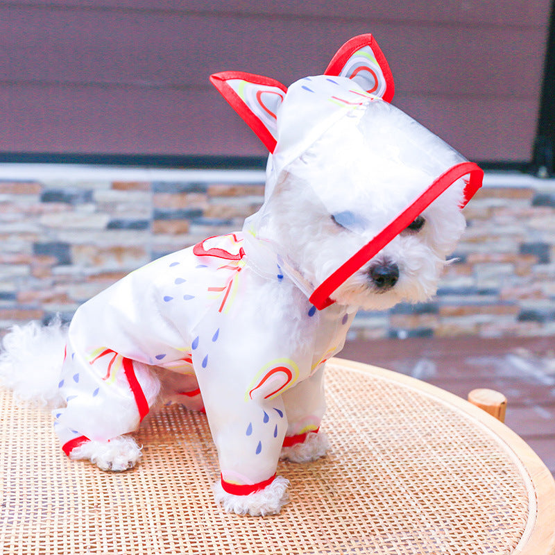 Cutesy Transparent Rainbow Raincoat for Dogs Pets Possessions LLC