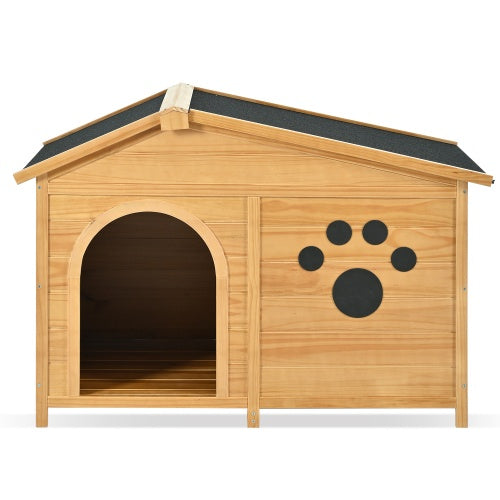 48" Wooden Outdoor Doghouse with Porch Fencing Pets Possessions