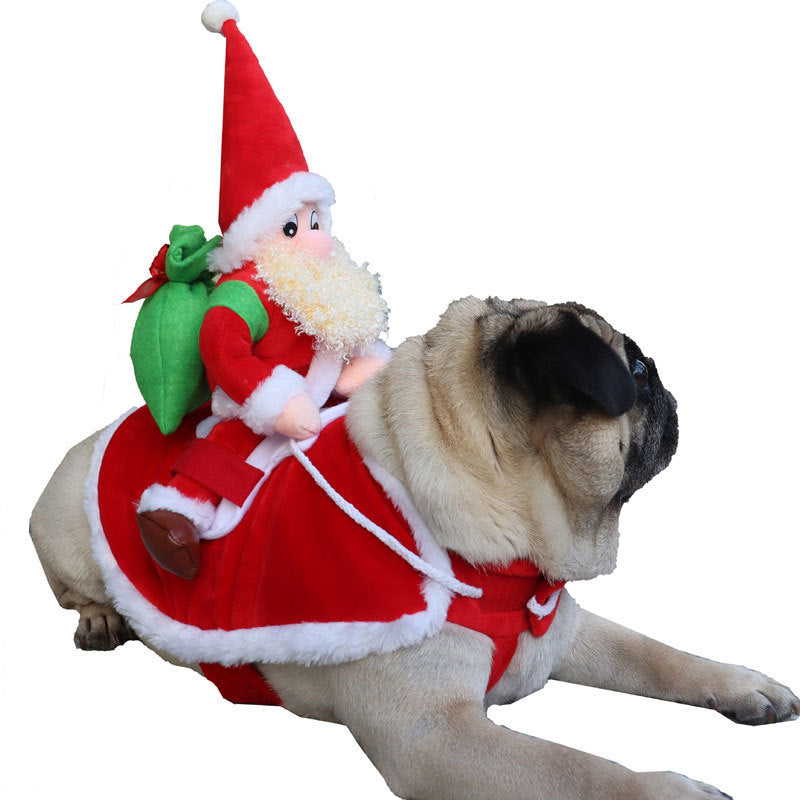 Funny Christmas Riding Santa Costume for Cats & Dogs Pets Possessions