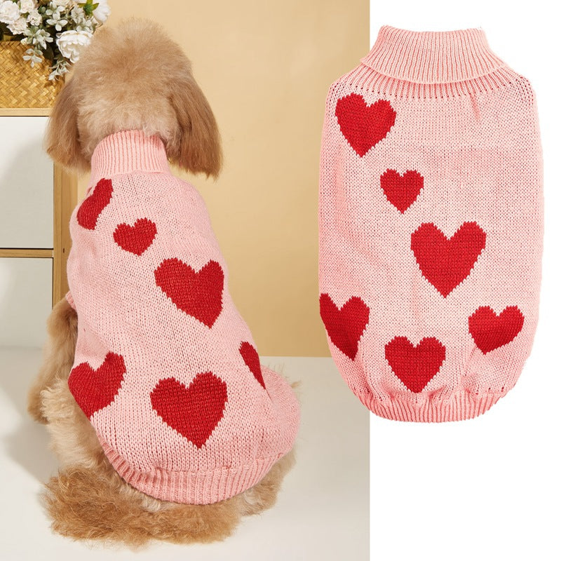 Valentine's Knitted Heart Sweater for Cats & Dogs Pets Possessions LLC