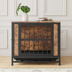 Contemporary Polished Wooden Kennel with Iron Bars for Dogs Pets Possessions