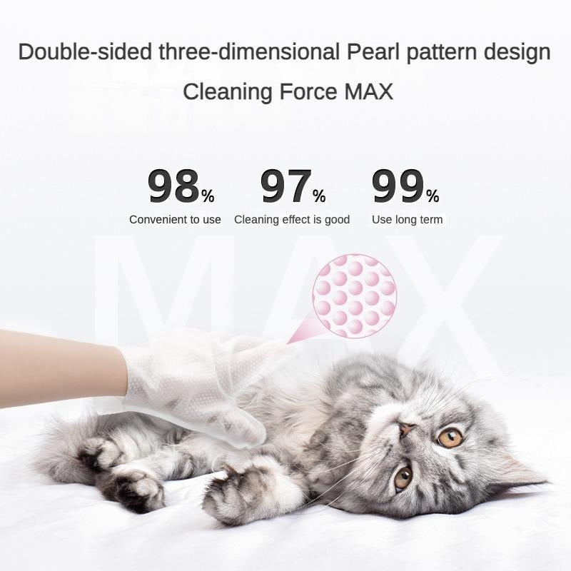 PROKEI 2-in-1 PET Cleaning Hypoallergenic, Deodorizing Gloves and Wipes for Cats & Dogs Pets Possessions