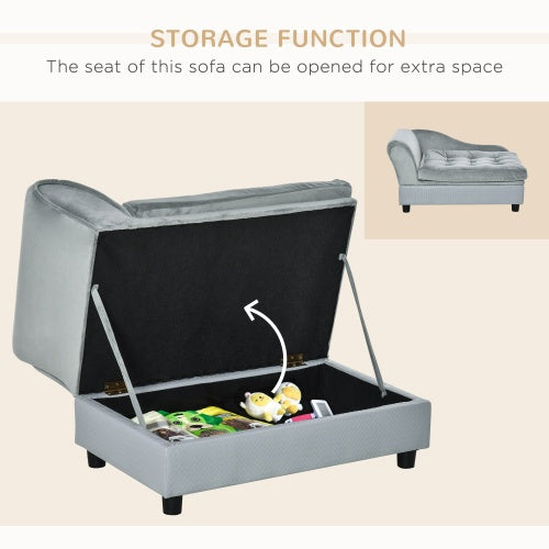Paw Hut Luxury Modern Gray Sofa Bed with Hidden Storage for Cats & Dogs Pets Possessions