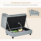 Paw Hut Luxury Modern Gray Sofa Bed with Hidden Storage for Cats & Dogs Pets Possessions