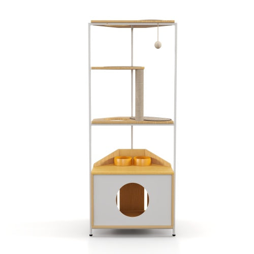 Cat Apartment with Feeding Station and Climbing Platform Pets Possessions