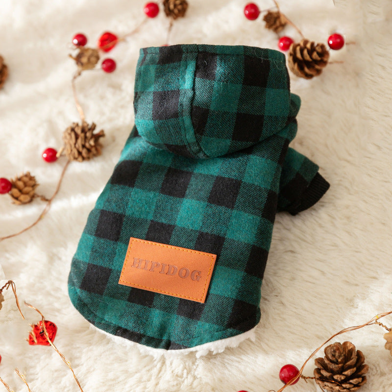 Cozy and Stylish Plaid Hooded Pet Coat – Warm Cotton-Padded Jacket for Cats & Dogs Pets Possessions LLC