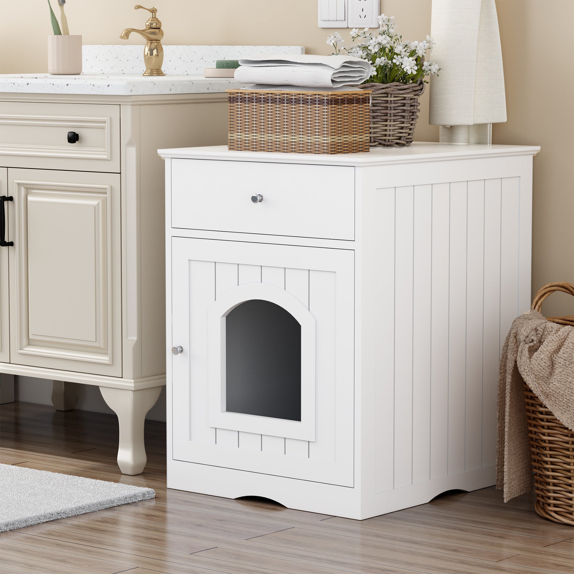 Modern Wooden Cat House Litter Box Furniture Pets Possessions
