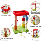 Multi-colored Cat Tree with Interactive Toys and Cozy Resting Spots Pets Possessions