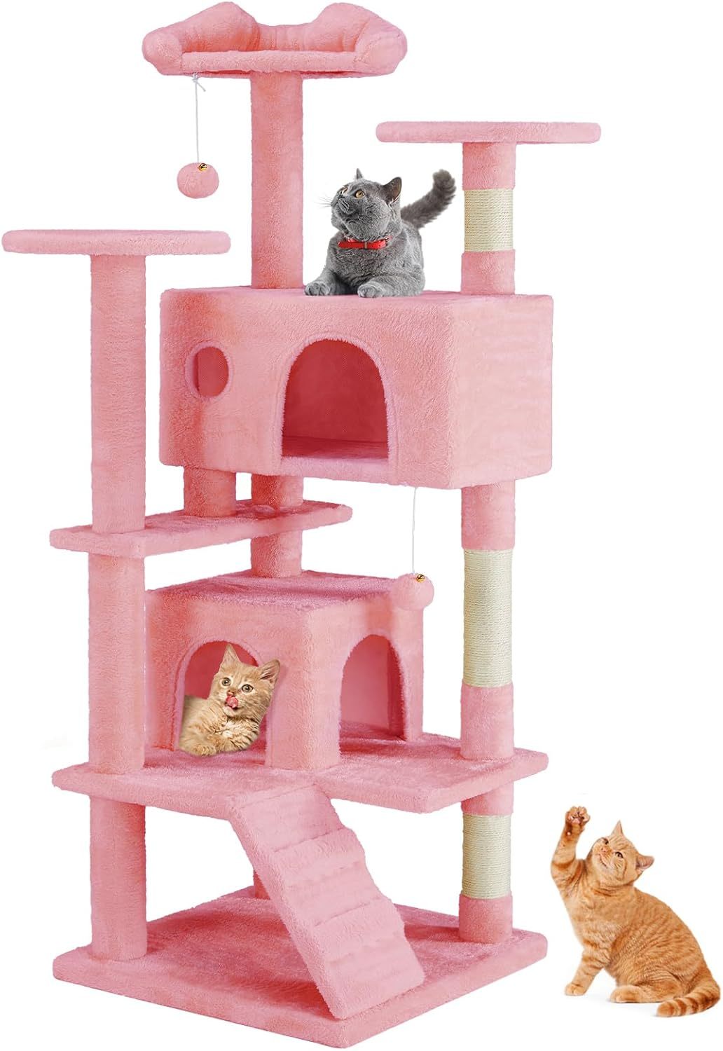 54” Multi-level Cat Tower with Sisal Grab Post Pets Possessions