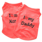 Pet Parent Favs,I Love my Daddy, Love Mommy Shirt for Cats & Dogs