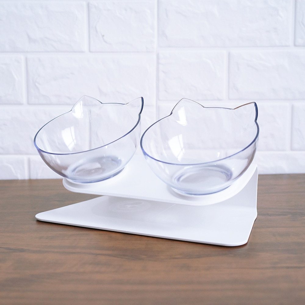Diagonal Elevated Feeding Bowl Designed to Protect Cervical Vertebra for Cats Pets Possessions