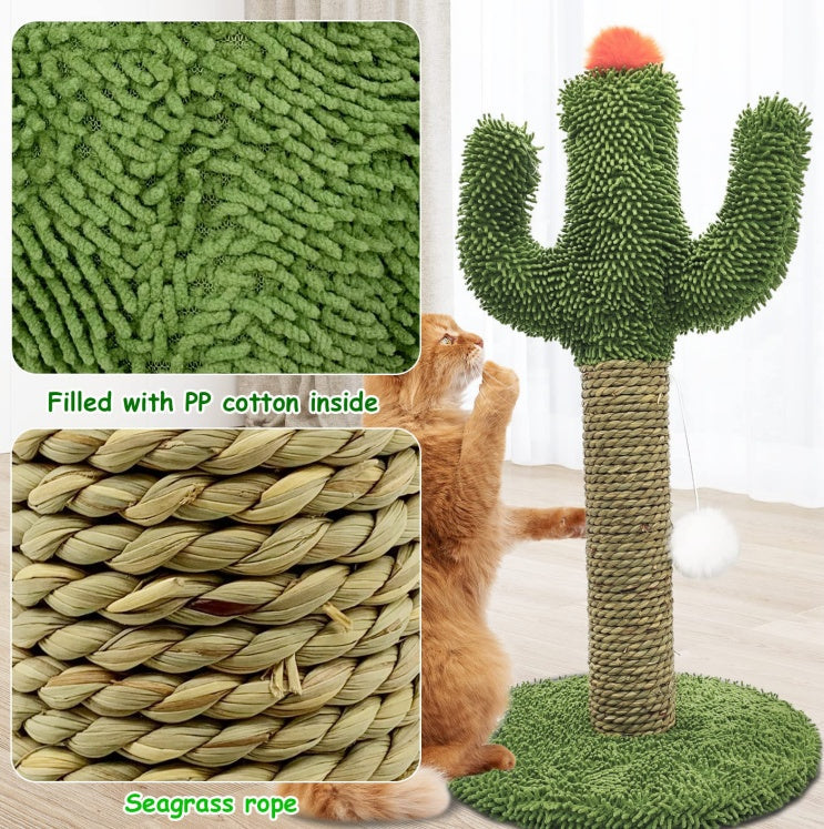 Cactus Cat Climbing Scratching Post with Natural Sisal Pets Possessions