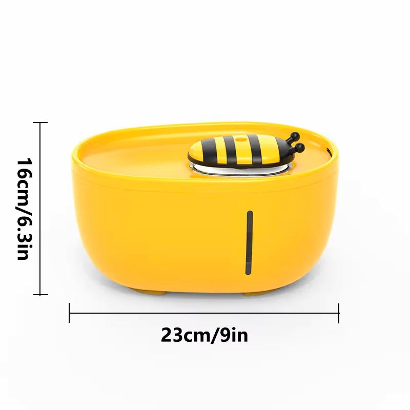 Cutesy Honey Bee Auto Filter USB, Electric Recirculating Filtring Water Fountain for Cats & Dogs Pets Possessions