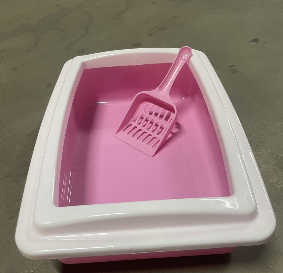 Pink & White Cat Litter Box Scooper Included (Easy Cleaning) Pets Possessions