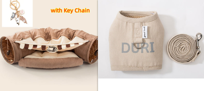 Fun Collapsible Cat Bed with Tunnel Pets Possessions