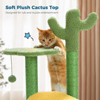 26” Cactus Cat Tree With Bird's Eye View, Flower Perch and Soft Cactus Top Pets Possessions