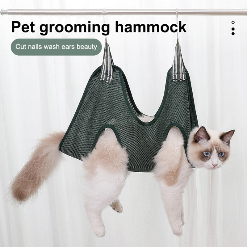 Black Durable Grooming Hammock with Restraints for Cats & Small Dogs Pets Possessions