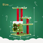 Festive 32” 3-Level Christmas Themed Cat Tower with Climbing Frame Pets Possessions