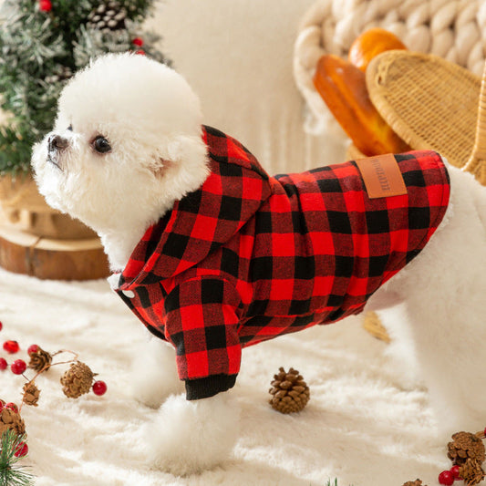 Cozy and Stylish Plaid Hooded Pet Coat – Warm Cotton-Padded Jacket for Cats & Dogs Pets Possessions LLC