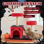 Spooktacular Halloween Themed Cat Tree with Spacious Condo 2 Perches and Spider Toy Pets Possessions