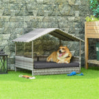 Luxury Rattan In / Outdoor Pet Tent with Sofa for Dogs Pets Possessions