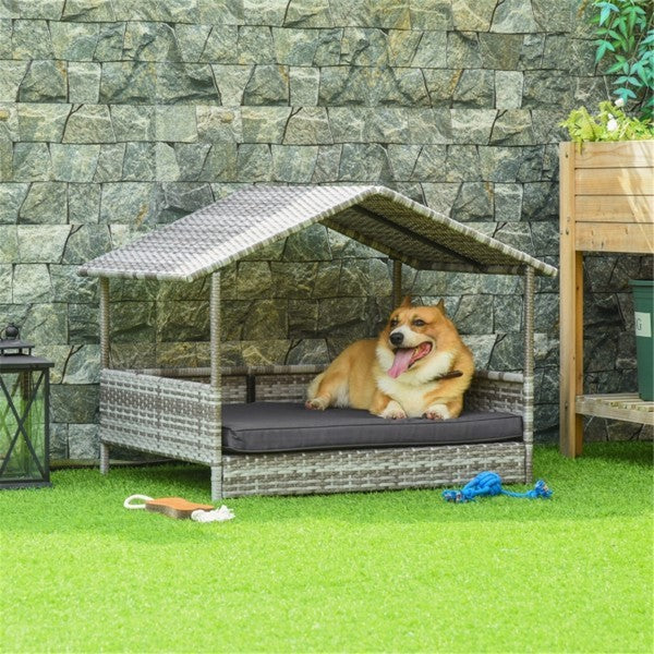 Luxury Rattan In / Outdoor Pet Tent with Sofa for Dogs Pets Possessions