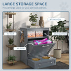 Gray Contemporary Pet Feeder Station with Storage Containers for Cats & Dogs (Must Have) Pets Possessions
