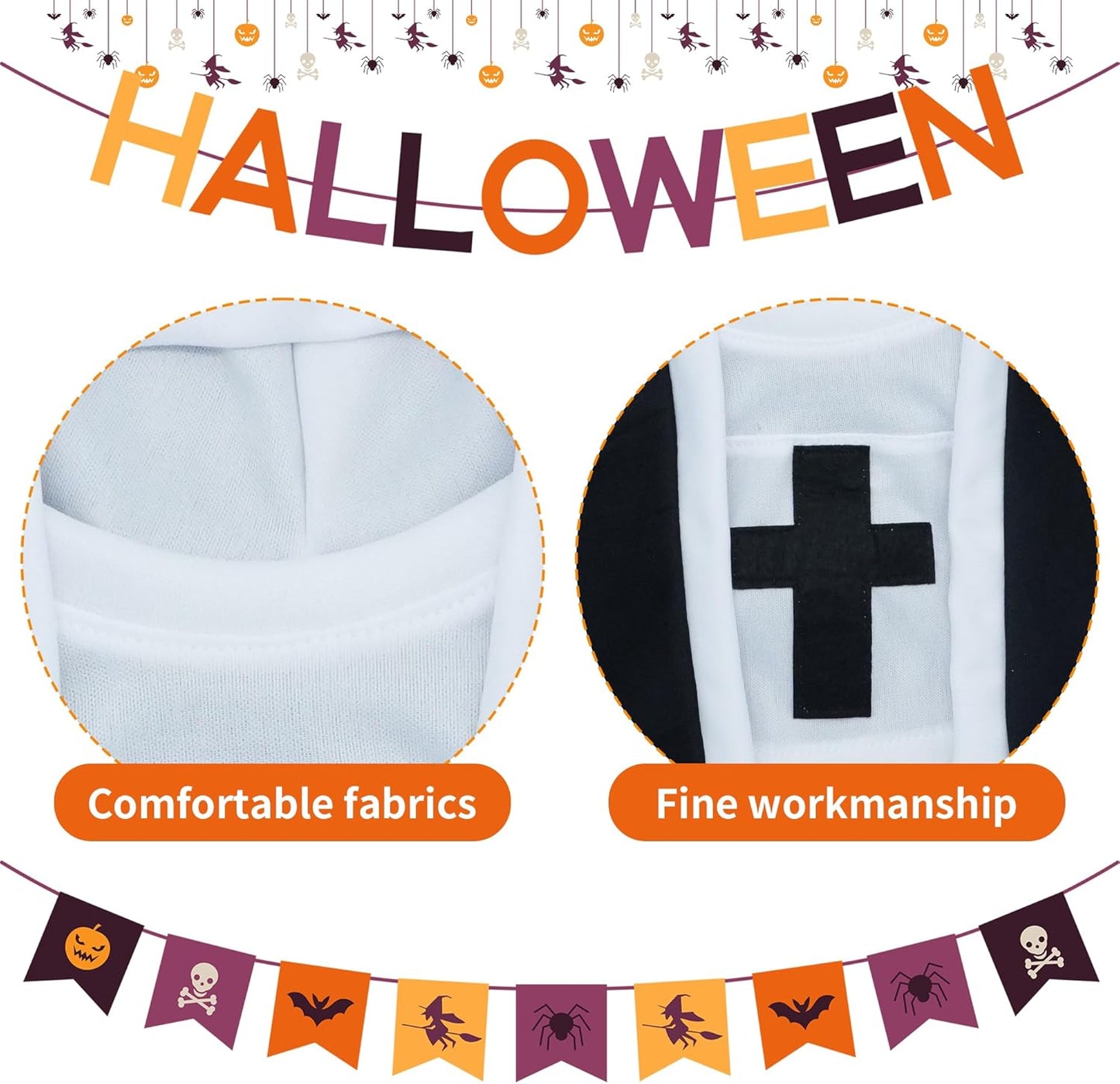 Holy Paws Nun – Black & White Cloak Costume for Cats & Dogs Pets Possessions LLC