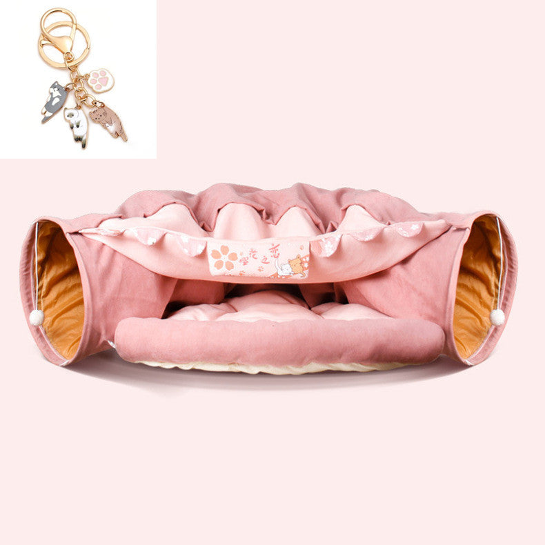 Fun Collapsible Cat Bed with Tunnel Pets Possessions