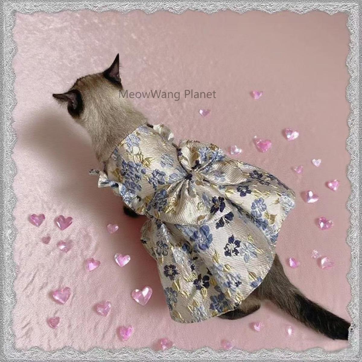 Elegant Floral Princess Dress for Cats & Small Dogs Pets Possessions