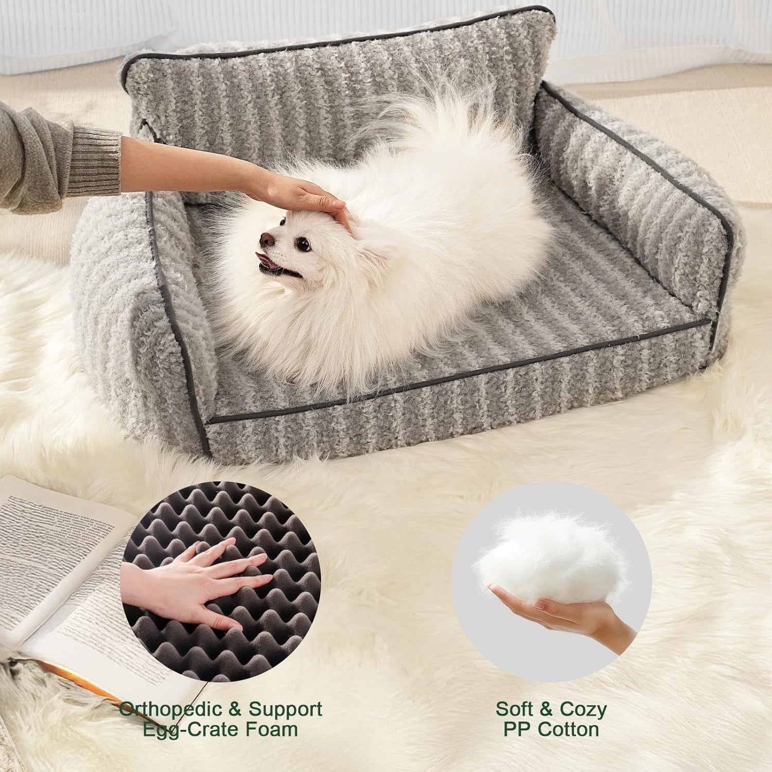 MEWOOFUN Orthopedic Sofa Bed with Removable Cover for Small Dogs & Cats Pets Possessions