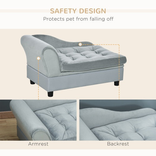 Paw Hut Luxury Modern Gray Sofa Bed with Hidden Storage for Cats & Dogs Pets Possessions