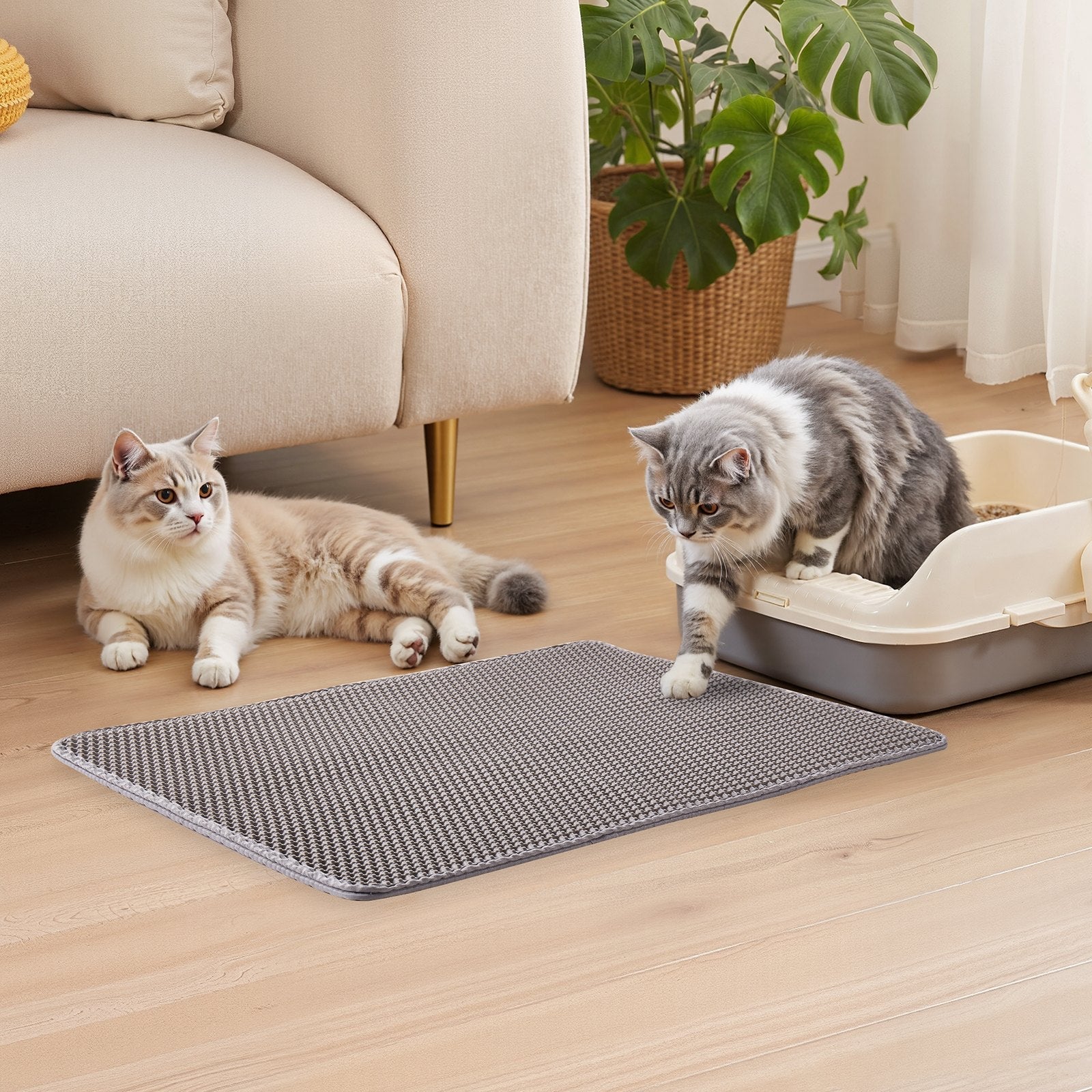 Double Layer Cat Litter Trapping Mat Non-Slip & Urine-Proof Pets Possessions