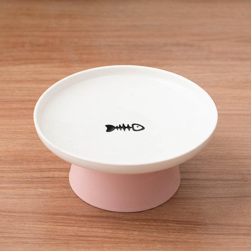 Elevated Vertebrae & Whisker Protective Ceramic Food Bowl for Cats Pets Possessions