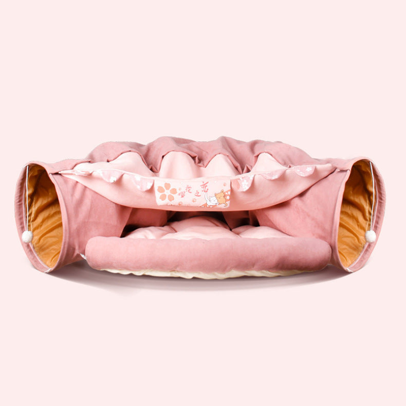 Fun Collapsible Cat Bed with Tunnel Pets Possessions