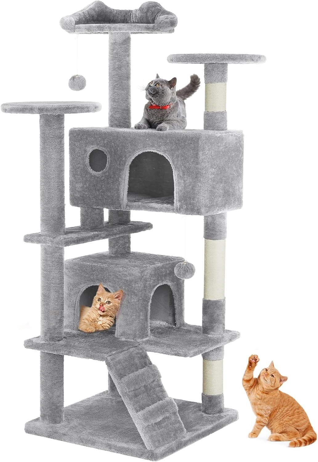 54” Multi-level Cat Tower with Sisal Grab Post Pets Possessions