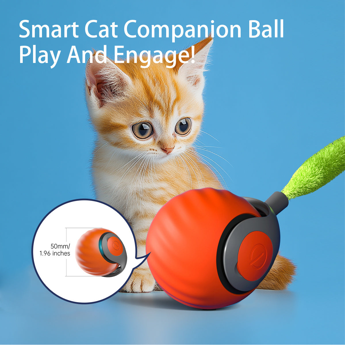Smart Interactive Ball Type-C Rechargeable for Cat Stimulation and Training Pets Possessions