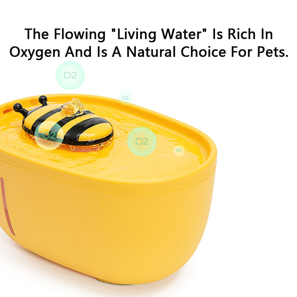 Cutesy Honey Bee Auto Filter USB, Electric Recirculating Filtring Water Fountain for Cats & Dogs Pets Possessions