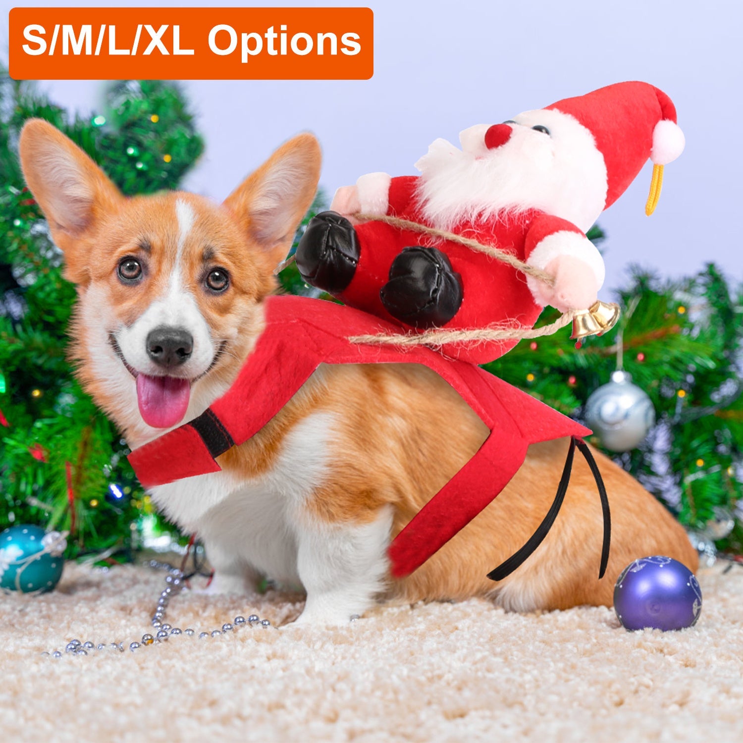 Festive Christmas Themed Riding Santa Claus with Bell Costume for Cats & Dogs Pets Possessions