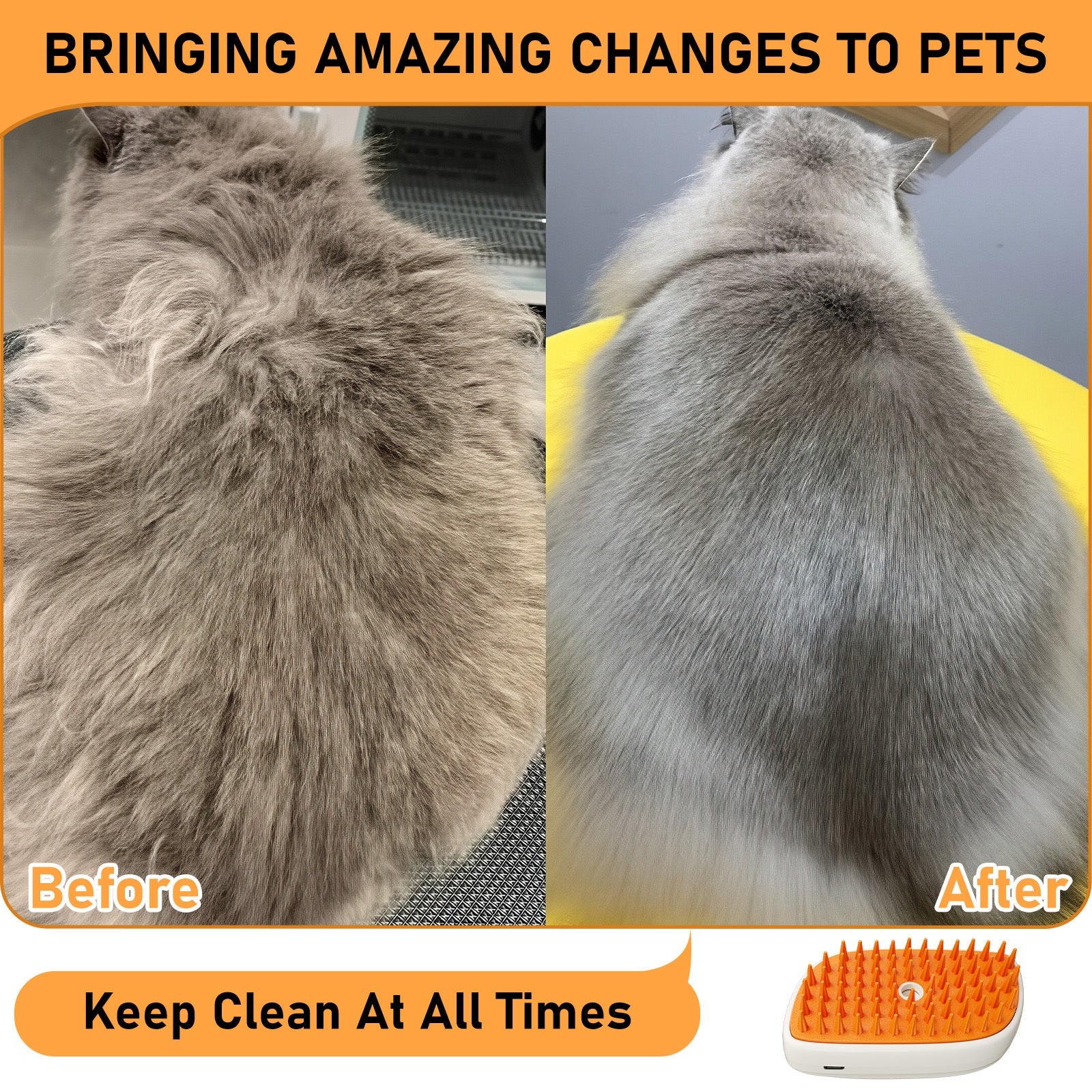 4-In-1 Anti-Static Hair Removal Spa Steam Brush for Cats Universal for Dogs Pets Possessions