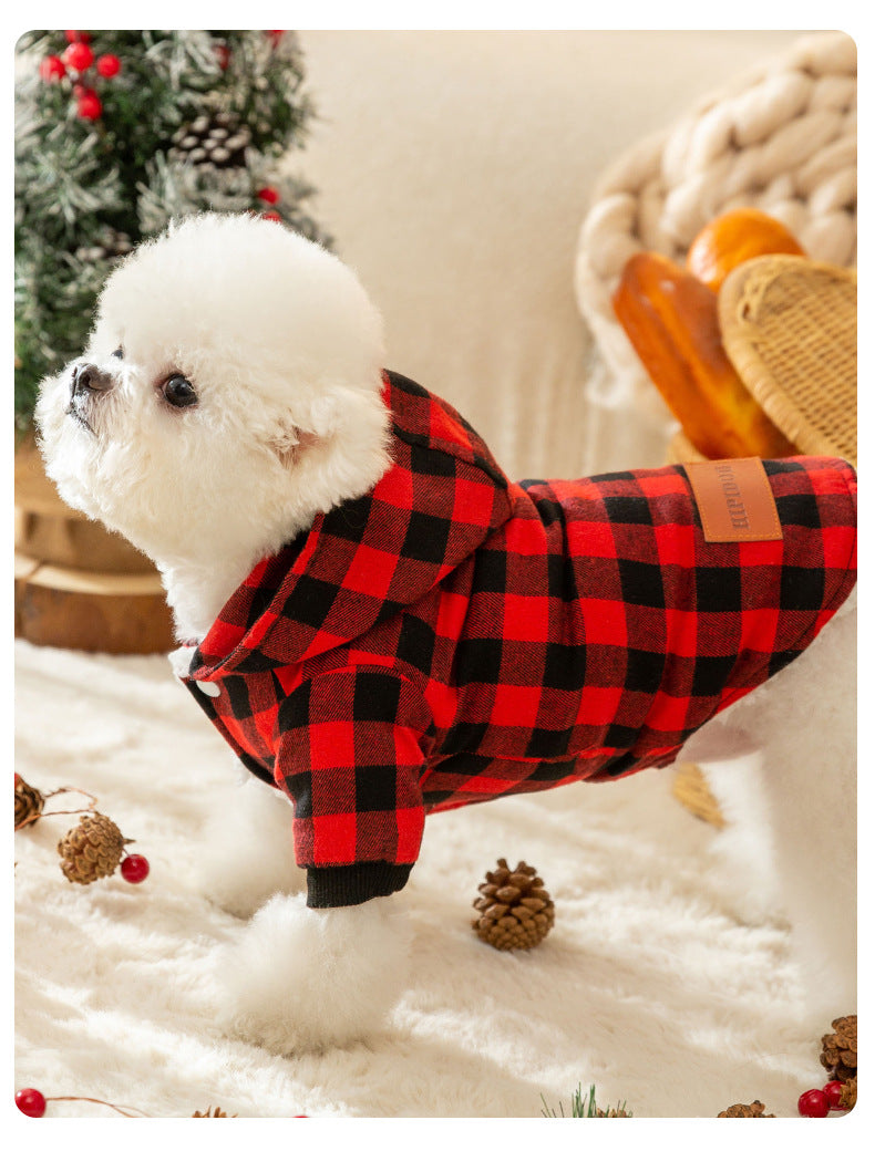Cozy and Stylish Plaid Hooded Pet Coat – Warm Cotton-Padded Jacket for Cats & Dogs Pets Possessions LLC
