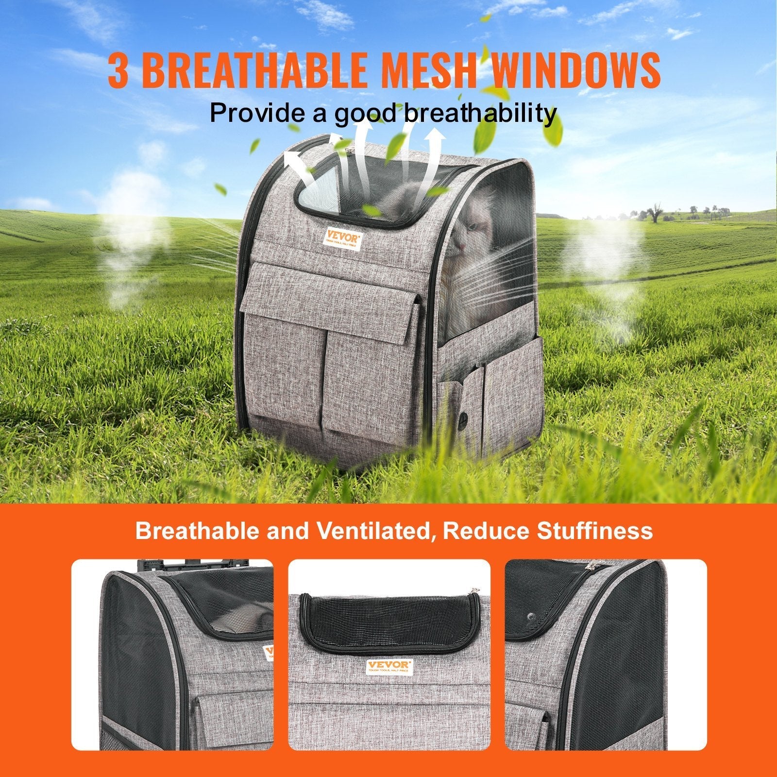 Rolling Pet Carrier with Removable Wheels for Cats & Dogs Pets Possessions