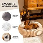 MEWOOFUN Tan Donut Bed for Cats & Small Dogs Pets Possessions
