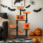 Halloween Themed Multi-Level Cat Tower with Spider Toy Pets Possessions