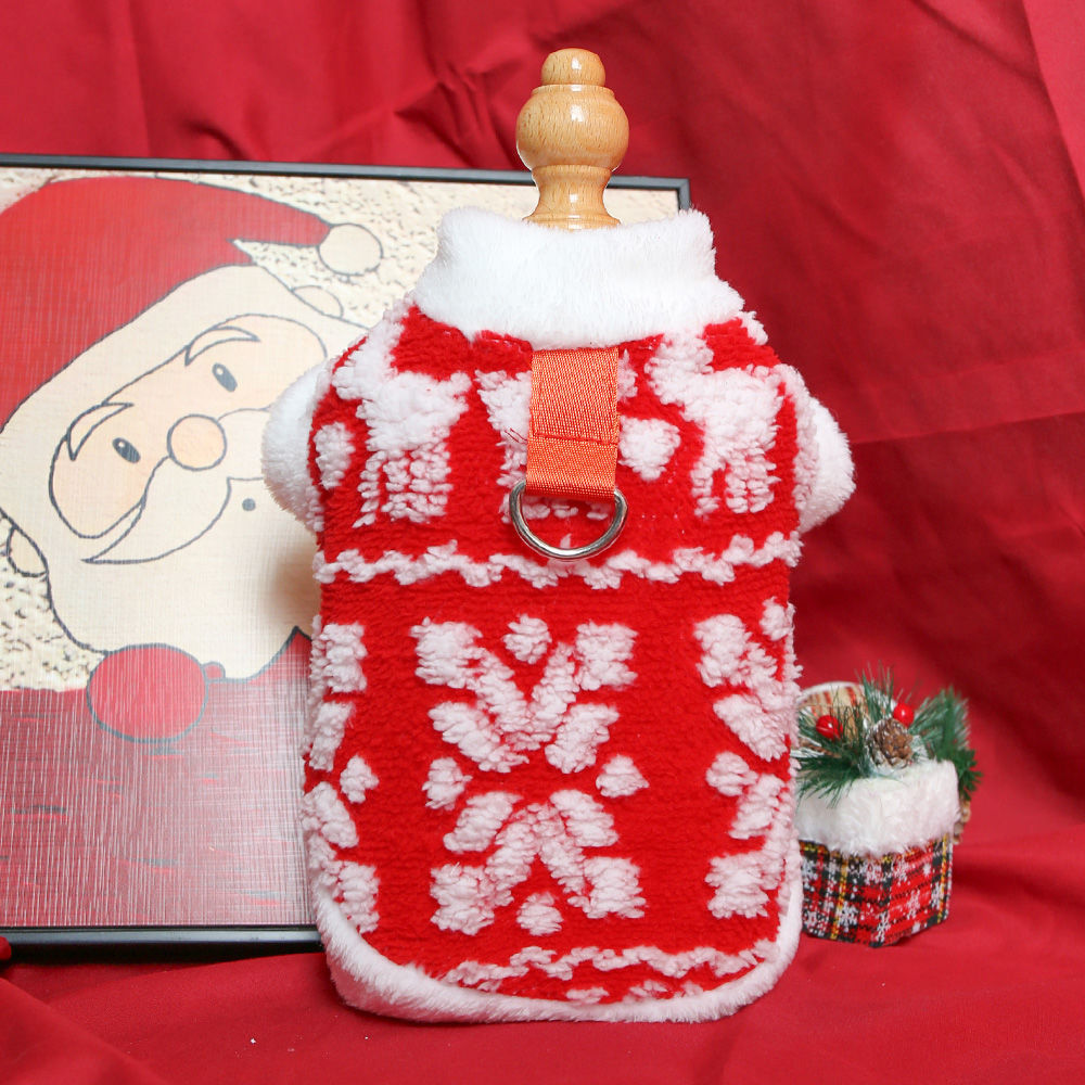 Cozy Christmas Sweater with Plush Hoodie and Traction Rope Buckle for Cats & Dogs Pets Possessions