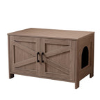White Wooden Cat Litter Box Furniture with Enclosure Pets Possessions