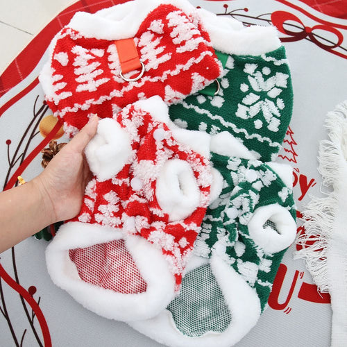 Cozy Christmas Sweater with Plush Hoodie and Traction Rope Buckle for Cats & Dogs Pets Possessions