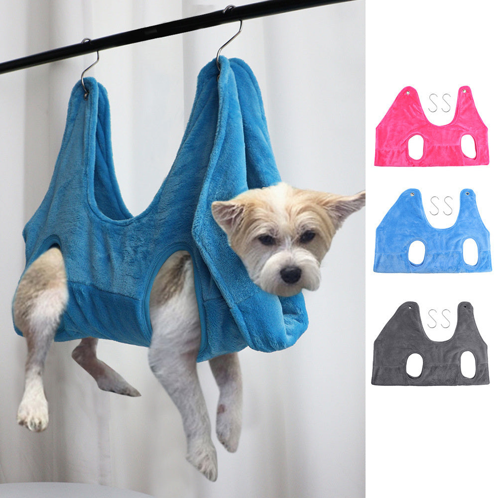 Blue Grooming Hammock with Restraints for Cats & Small Dogs Pets Possessions
